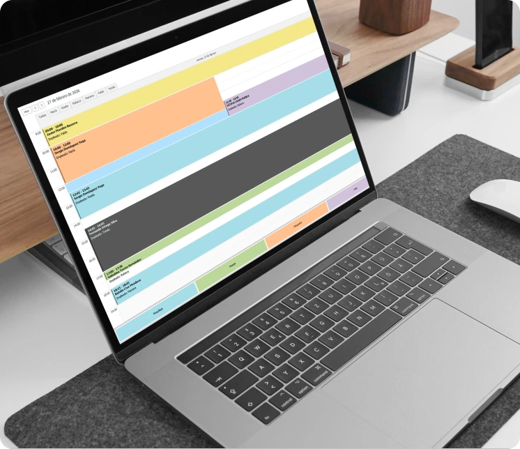 Interfaz de configuración de un programa de agenda para la personalización de vistas, horarios y recursos en Perseo ERP.