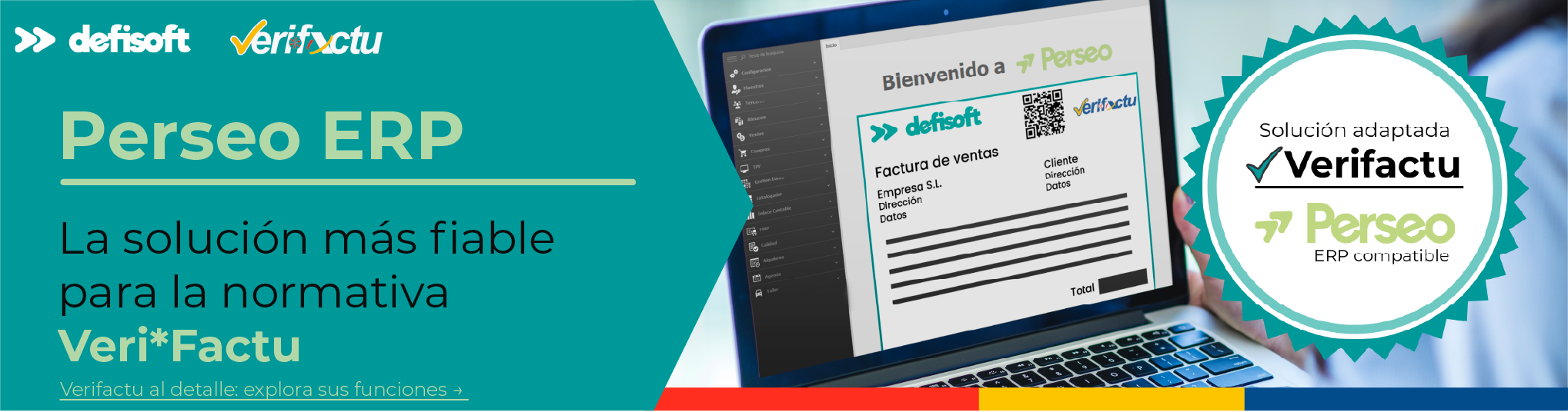 Software ERP de facturación Perseo adaptado al sistema Verifactu para cumplir con la nueva normativa de facturación electrónica