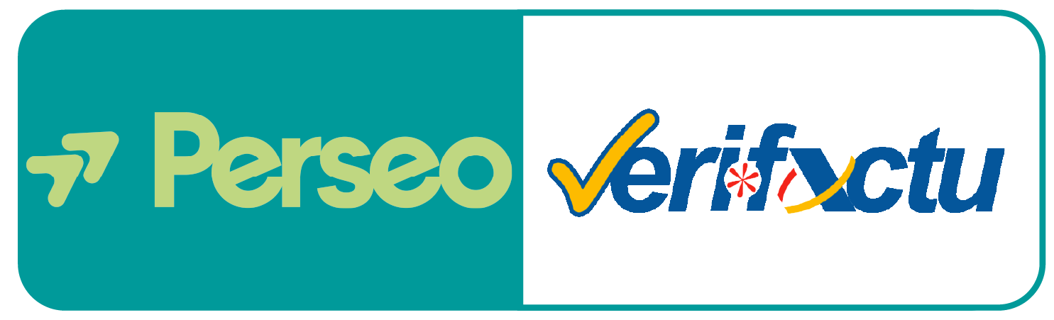 Logotipo de Perseo ERP homologado junto al logo de la Agencia Tributaria, indicando que el software está acreditado para cumplir con la Ley Antifraude 11/2021 y la facturación electrónica (VeriFactu).