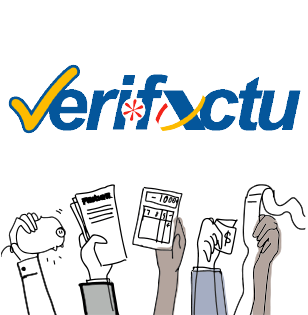 Manos levantando facturas con el logotipo de Verifactu y mensaje de implementación obligatoria