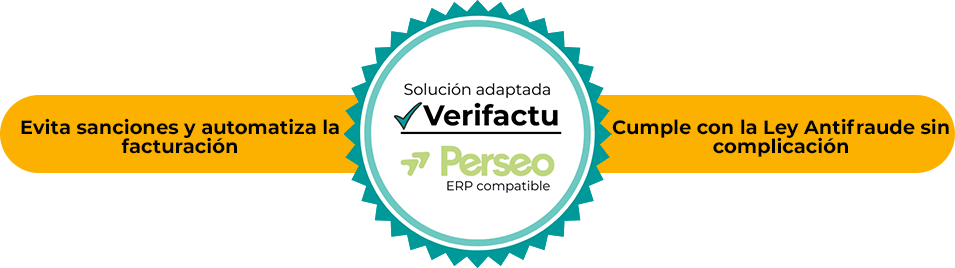 Insignia que muestra que el software ERP Perseo está homologado y adaptado al sistema Verifactu