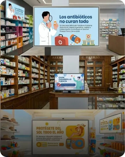 Ejemplo de una campaña de publicidad display multipantalla mostrando anuncios adaptados en television