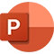 Aplicación ofimática Power Point para el entorno empresarial. Logo de la aplicación ofimática Microsoft Power Point para crear presentaciones profesionales.